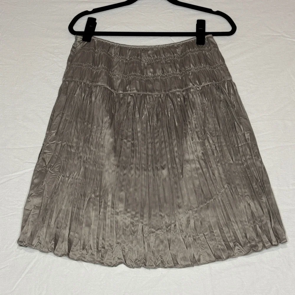 Sundance Skirt‎ Women's Size 4 Gathered Pleated Asymmetrical Hem Taupe Polyester